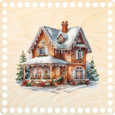 Woody Crafts Dno/víko - čtverec 20x20 cm, Zimní dům
