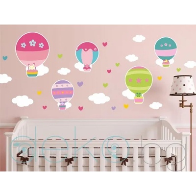 Шарени балони - комплект стикери за декорация в розово (1511)