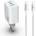 DeTech Мрежово зарядно устройство DeTech DE-PD, 65W, GaN, С Type-C - Type-C кабел, 2 x Type-C F, 1 x USB F, Бял - 40343