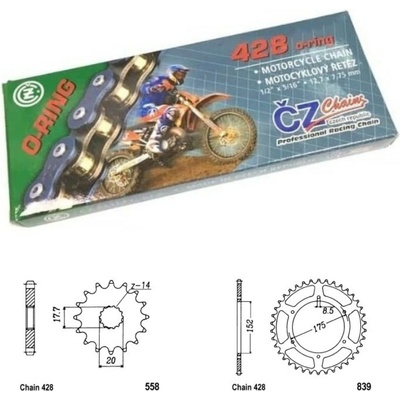 ČZ Řetězová sada Yamaha DT 125 R 90-03