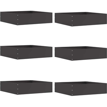 vidaXL Ограда за трева 6 pcs Черно 50 x 50 x 13 см Стомана (874717)