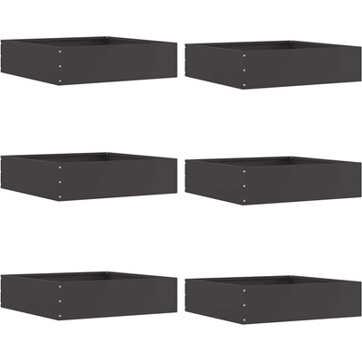 vidaXL Ограда за трева 6 pcs Черно 50 x 50 x 13 см Стомана (874717)