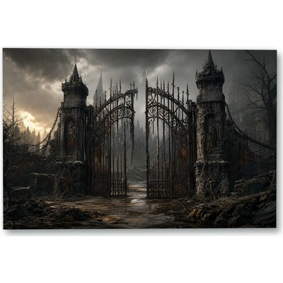 Plakát – Temná zdobná brána mezi věžemi 135 × 90 cm Bez rámu Ne Bez rámu