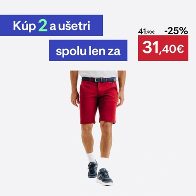 Inesis pánske golfové chino šortky MW500 bavlnené bordové
