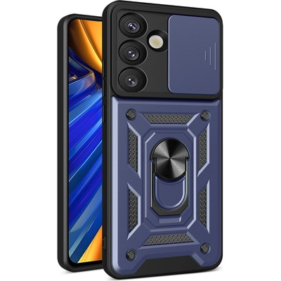 HQWear Hybrid Armor Camshield със стойка и капак за камера за Samsung Galaxy S25 Edge - син (5907769377198)