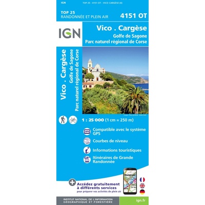 IGN vydavatelství mapa Vico.Cargese.Golfe de Sagone 1:25 t. (Korsika)