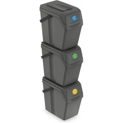 PK Group Sada 3 košov na triedený odpad Sortibox 3 x 25 l sivý kameň