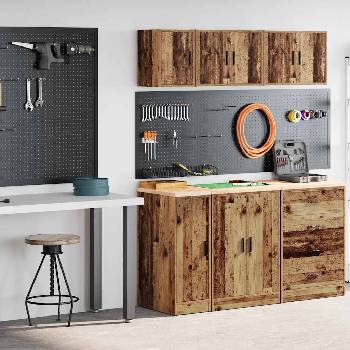 vidaXL гаражни шкафове, 2 бр, старо дърво инженерно дърво (3328294)