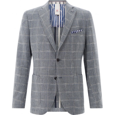 kárované bavlnené sako s ľanom CLUB OF GENTS tailored fit