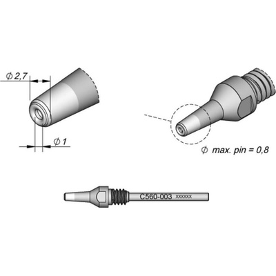JBC Tools C560003 odsávací hrot Speciální tvar Velikost hrotů 2.7 mm Obsah 1 ks