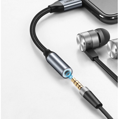 Ugreen AV142 adaptér 3,5mm jack / USB-C 10cm sivý 30632