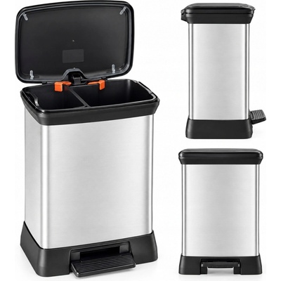 CURVER 02165-582 DECO BIN DUO 18 l + 10 l Odpadkový koš stříbrný