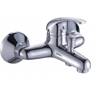 Inter Ceramic Стенен смесител за вана и душ " ЕКО " ICF 6342039C, месинг, хром, с душ, държач и шлаух, 9.7x13.5см (6342039)