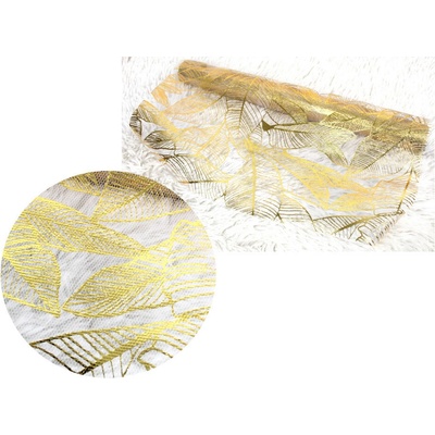 lacne-dekoracie.sk Organza šírka 48 cm dĺžka 450 cm 55509 zlaté lístie