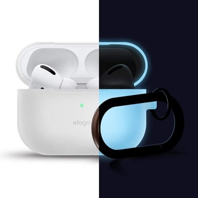 elago Защитен калъф Elago Slim Hang Silicone Case за Apple Airpods Pro, бял/фосфор (EAPPSM-HANG-LUBL)