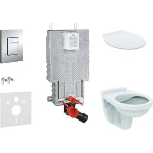 GROHE Uniset - Комплект за монтаж пред стена, тоалетна Alpha със седалка, бутон Skate Cosmopolitan, хром 38643SET-KR (38643SET-KR)