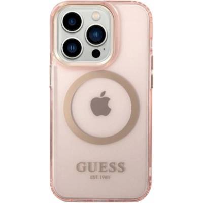 Guess Translucent transparentné s MagSafe iPhone 14 Pro Max - ružové