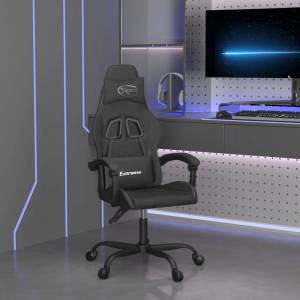 vidaXL Гейминг стол, черен, изкуствена кожа (3143898)