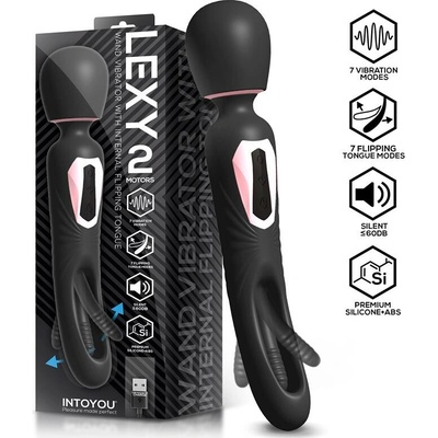InToYou Lexy Vibrating Wand with Internal Flipping Tongue Black