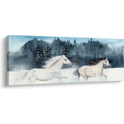 Obraz malovaných koní, jednodílný 100x40 cm