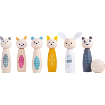 Bigjigs Toys - Дървен мини боулинг - Горски животни