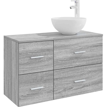 vidaXL Комплект мебели за баня 2 pcs Сив Сонома Инженерна дървесина (3403957)