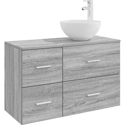 vidaXL Комплект мебели за баня 2 pcs Сив Сонома Инженерна дървесина (3403957)
