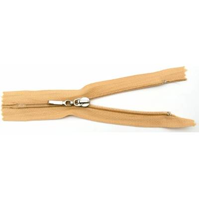 Špirálový zips č. 5 - nedeliteľný - pieskový s plieškom - dĺžka 16 cm