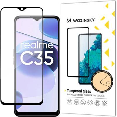 Wozinsky Скрийн протектор от закалено стъкло Wozinsky, пълно покритие, с рамка, за Realme C35, черен (9145576260685)