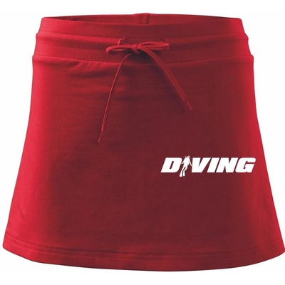 Diving nápis potápač športová sukňa Two in One červená
