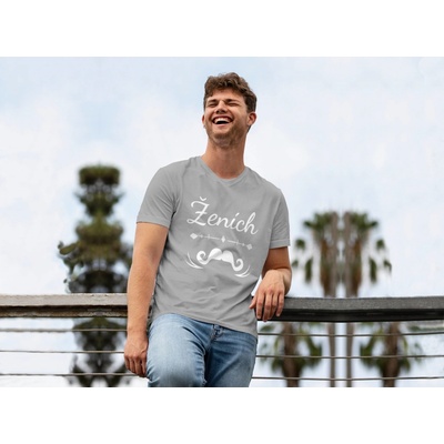 Personal tričko Ženích fúzy sivé