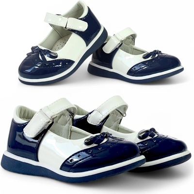 Dětské baleríny laky na suchý zip kožená vložka 6483