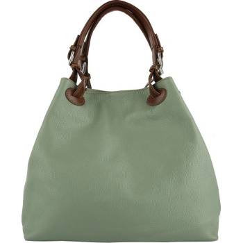 Dámska kožená kabelka na plece Talianska jemne zelená Mariena menta