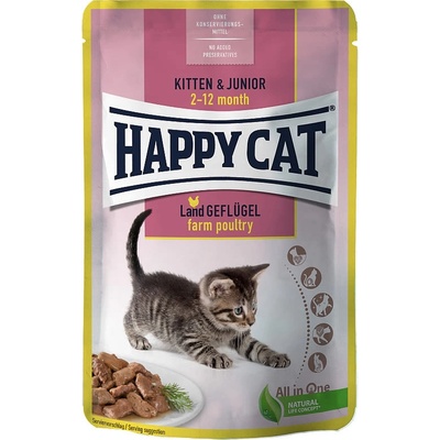 Happy Cat Kitten & Junior hydina 85 g