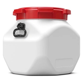 BasicNature Бъчва с широко гърло, квадратна, бяла 40 л (077700)