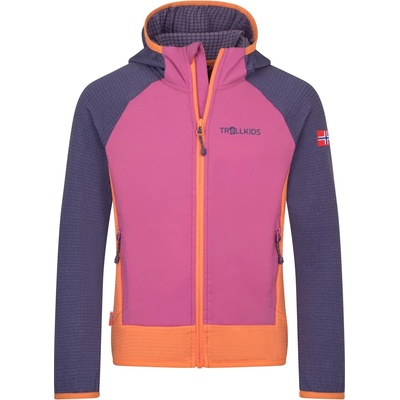 TROLLKIDS Детско поларено яке Trollkids Kid's Seiland Jacket Fleece jacket - Violet Blue / Mallow Pink / Papaya - размер 164 (EU) (703-5393-0519)