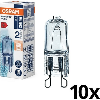 Osram SADA 10 ks žiaroviek do rúry HALOPIN G9/25W/230V 2700K - Osram P225758-10ks