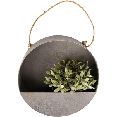 Esschert Design NÁSTĚNNÝ KOVOVÝ květináč ZINC 35X35 CM ŠEDÁ