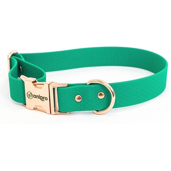 Anipro Hexagon - Регулируем нашийник за кучета, водоустойчива лента хексагон 25мм/35-55см пастелено зелен с тока розово злато