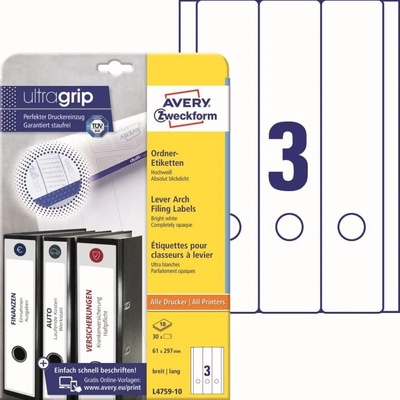 Avery Zweckform L4759-10 Etikety na pořadače 61x297mm 20 ks bílá