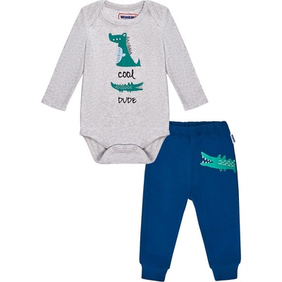 WINKIKI Dojčenský set WINKIKI WNB šedá tmavo modrá Sivá