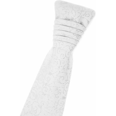 Francouzská kravata s lesklými ornamenty bílá