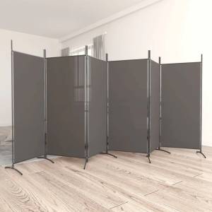 vidaXL Параван за стая, 6 панела, антрацит, 520x180 cм, текстил (350272)