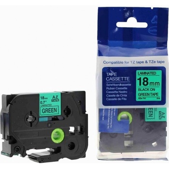 Pro Brother Съвместима лента с Brother TZ-741 / TZe-741, 18mm x 8m, черен печат / зелен фон (TZe741)