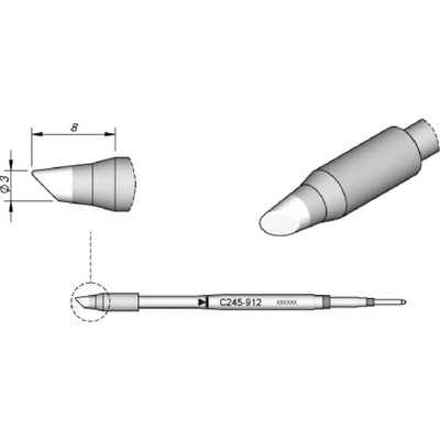 JBC Tools C245912 spájkovací hrot okrúhla forma, skosená Veľkosť hrotov 3.0 mm Dĺžka hrotov 8 mm Obsah 1 ks