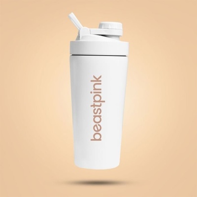 GymBeam Šejkr Steel 650 ml White - BeastPink Barva: Bílá