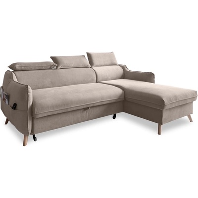 Miuform Бежов кадифен ъглов диван (десен ъгъл) Sweet Harmony - Miuform (811MO232)