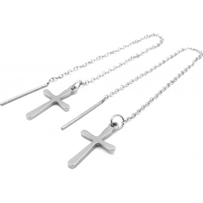 Steel Jewelry náušnice PROVLÉKACÍ KŘÍŽEK Chirurgická ocel NS240214