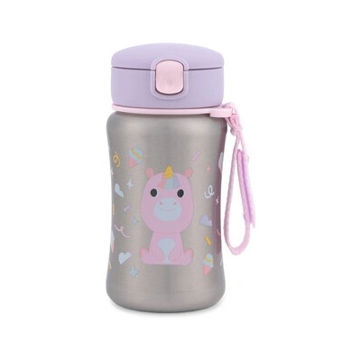 Skip Hop Láhev s brčkem na vodu nerez Besties Squad Jednorožec 12m+ 350 ml