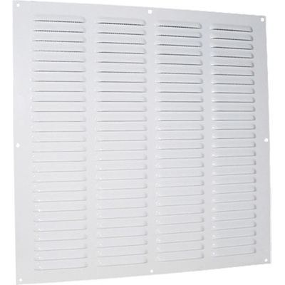 Dalap Бяла метална вентилационна решетка без фланец с фиксирани жалузи и мрежа 400x400 мм (6090)